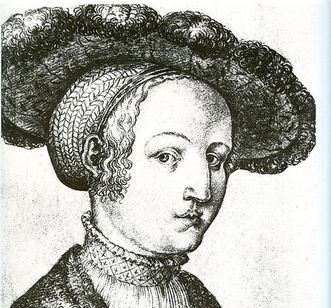 Porträt der Sabina von Bayern, Kohlezeichnung um 1530