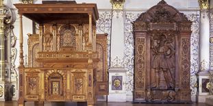 Renaissance bridal bed in the Golden Hall, Urach Palace