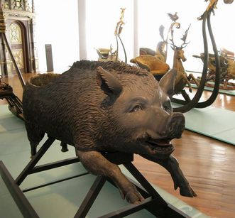 Ceremonial sleigh, part of the exhibition at Urach Palace
