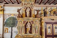 Residenzschloss Urach, Detailansicht, Ofen-Aufsatz im Goldenen Saal