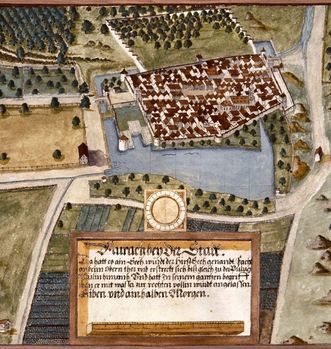 Historische Stadtansicht von Urach aus dem Seehbuch von Jakob Ramminger
