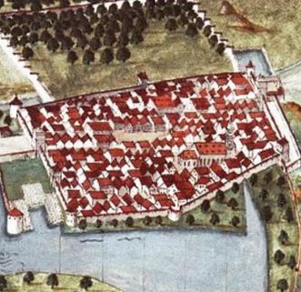 Historische Stadtansicht von Urach aus dem Seehbuch von Jakob Ramminger, 1596
