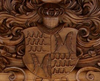 The count's coat of arms in the model gable, Golden Hall, Urach Palace