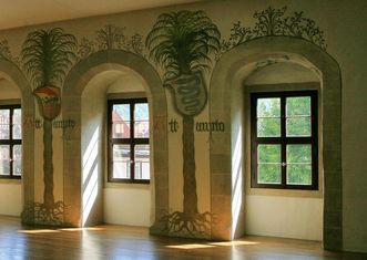 View of the mural in the Hall of Palms, Urach Palace