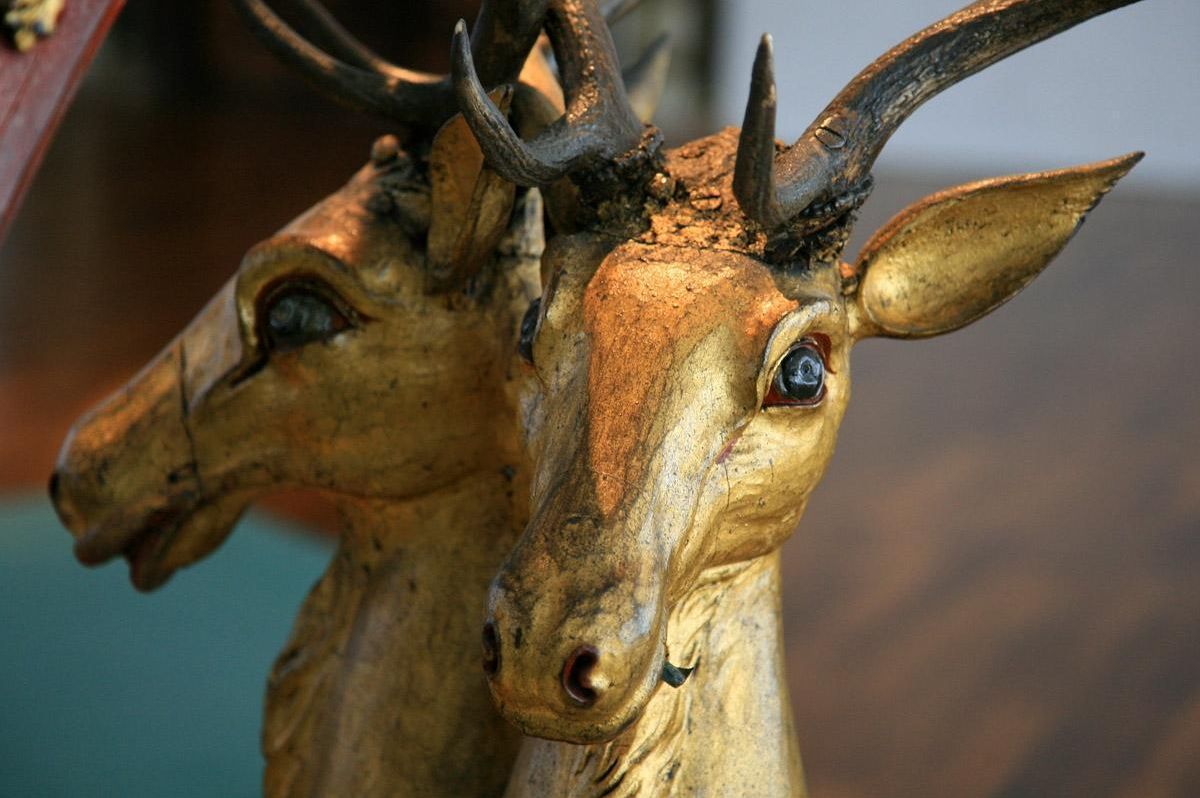 Detail of a ceremonial sleigh, part of the exhibition at Urach Palace