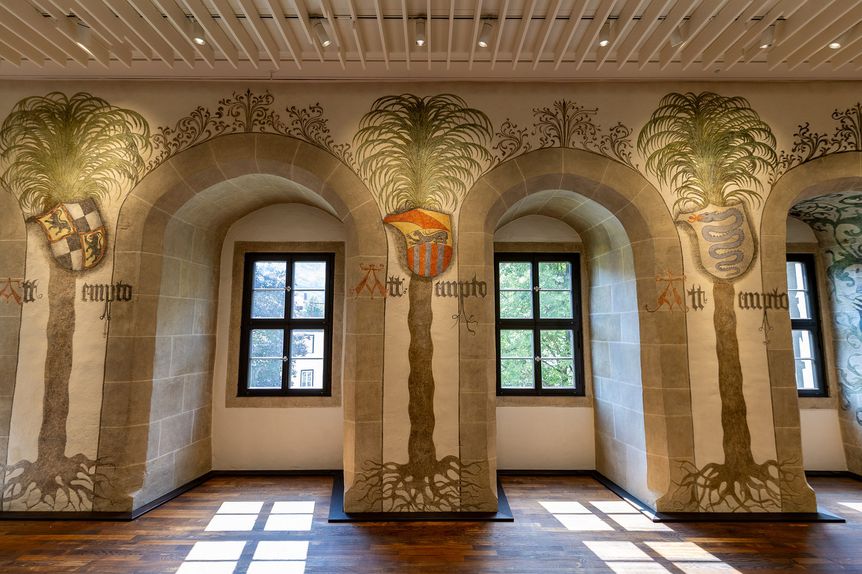 Residenzschloss Urach, Wandmalerei im Palmensaal