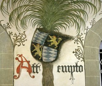 Detail of the mural in the Hall of Palms, Urach Palace