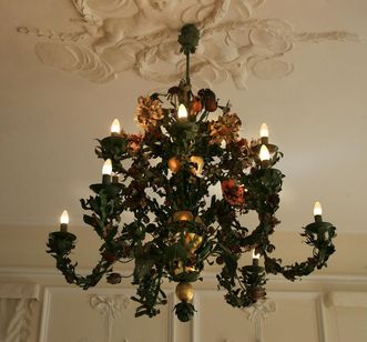 View of the floral chandelier in the White Hall, Urach Palace