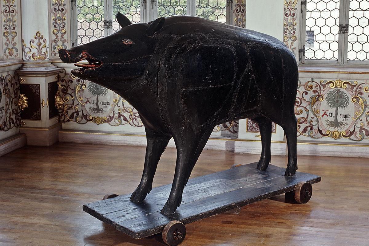 Reproduction of the famous wild boar in Urach Palace