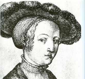 Portrait of Sabina von Bayern, charcoal drawing, circa 1530