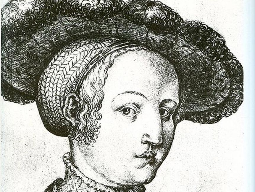 Porträt der Sabina von Bayern, Kohlezeichnung um 1530