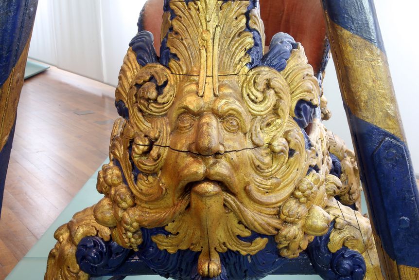 Beispiel eines Prunkschlittens in der Ausstellung von Schloss Urach